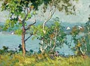 A Lake Viewed Through Trees By Matilda Browne