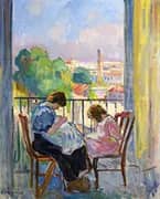 Girl Sewing at The Window By Henri Lebasque