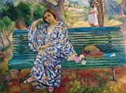 Young Woman Seated on a Bench 1911 By Henri Lebasque