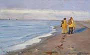Evening Atmosphere with Two Fishermen at Skagen Beach By Peder Severin Kroyer