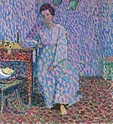 Anna Amiet Sitting at the Table 1906 By Cuno Amiet