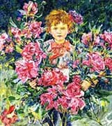 Boy with Red Peonies 1910 By Robert Lewis Reid