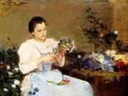 Arranging Flowers for a Spring Bouquet By Victor Gabriel Gilbert