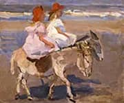 Donkey Riding on the Beach By Isaac Israels