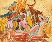 Composition with Seated Nudes and a Moose By Isaac Grunewald