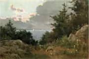 Grazing Sheep Coast of Maine 1877 By Willard Leroy Metcalf