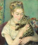 Woman with a Cat c1875 By Pierre Auguste Renoir