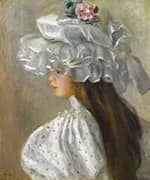 Young Woman in White Head 1892 By Pierre Auguste Renoir