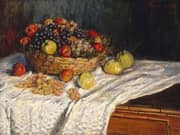Basket with Apples and Grapes 2879 By Claude Monet