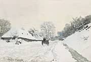 A Cart on the Snowy Road at Honfleur 1865 By Claude Monet