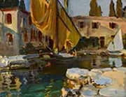 San Vigilio Boat with a Golden Sail By John Singer Sargent