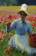 Girl with Poppies By Robert William Vonnoh