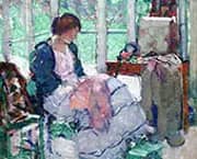 Young Lady Sewing 2 By Richard Emil Miller