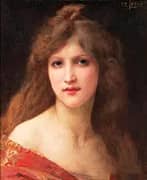 Portrait of a Girl in a Red Dress By Charles Amable Lenoir