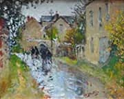 Rainy Weather in Moret sur Loing 1874 By Pierre Eugene Montezin