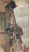 Study of a Religious Statue on a Building Exterior 1870 By Sir George Clausen