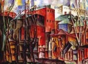 Landscape with Withered Trees and Tall Houses 1920 By Aristarkh Vasilyevich Lentulov