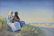 Two Fishermen Wives in The Dunes at The Beach of Skagen By Michael Peter Ancher