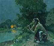 Flute Song Moonlight 1927 By E. Irving Couse