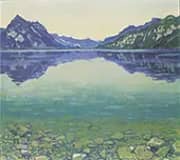 Lake Thun with Symmetric Reflection Before Sunrise 1904 By Ferdinand Hodler