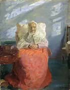 Mrs Ane Brondum in The Blue Room 1913 By Anna Ancher