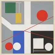 Four Spaces with Red Rolling Circles 1932 By Sophie Taeuber Arp
