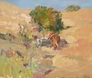 Cows at a Trough Under a Buckeye 1925 By Selden Connor Gile