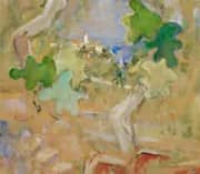 Landscape with Tower and Oak Leaves By Oskar Moll