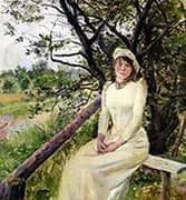 Young Woman on a Bench By Christian Krohg
