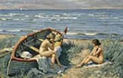The Beach at Bastad By Paul Gustav Fischer