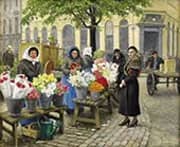 The Flower Market at Hojbro Plads Copenhagen By Paul Gustav Fischer