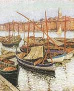 Sailboats in The Port By Henri Jean Guillaume Martin