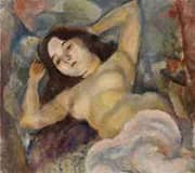 Nude with Arms Raised By Jules Pascin