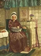 Old Woman by The Fireplace 1875 By August Allebe
