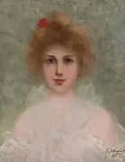 Girl with Red Flower By Gustav Jacquet