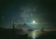 The Bay of Naples on Moonlight Night, Vesuvius By Ivan Aivazovsky