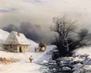 The Little Russian Ox Cart in Winter By Ivan Aivazovsky