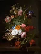 Still Life with Flowers and Cricket By Rachel Ruysch