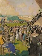 Les Courses a Chantilly Pastel By William Ablett