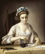 A Laundry Maid Ironing By Henry Morland