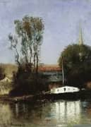 A Boat on the Seine 1871 By Albert Lebourg