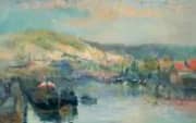 Sailing Boat at the Bank of the Seine near Rouen By Albert Lebourg