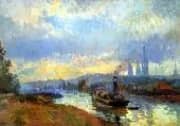 Tow Boats in Rouen By Albert Lebourg