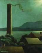 Chimney In Moonlight Hudson River By John William Allison