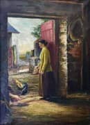 Feeding The Chickens By John William Allison