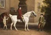 Detail William Cavendish 3rd Duke of Portland in front of Welbeck Abbey Riding Stables By George Stubbs