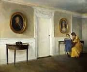 The Artist's Daughters in an Interior By Peter Ilsted