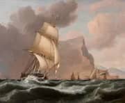 A Schooner off a Rocky Coast By John Lynn