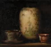 Still Life of Cups and Vase By Max Meldrum
