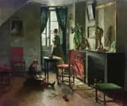 Interior with Figures from Paris 1886 By Harriet Backer